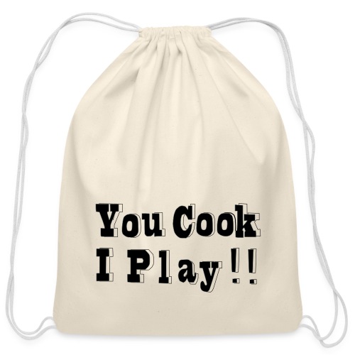 Blk & White 2D You Cook I Play - Cotton Drawstring Bag