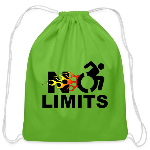 No limits for me with my wheelchair - Cotton Drawstring Bag