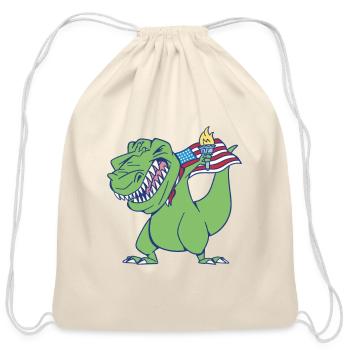 Dinosaur Dabbing – Funny Prehistoric Dance Move  - Cotton Drawstring Bag - natural - Front
