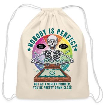Screen Printer Noboday is Perfect - Cotton Drawstring Bag - natural - Front