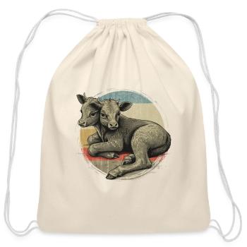 two headed calf ,Funny Animal Graphic Tee,Weird - Cotton Drawstring Bag - natural - Front
