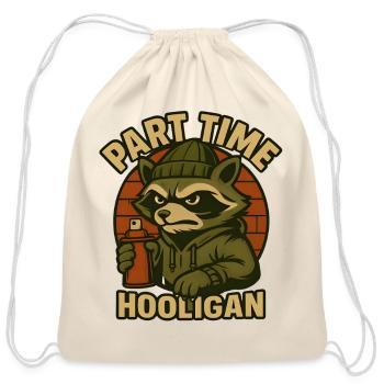 Graffiti Raccoon Retro Style - Cotton Drawstring Bag - natural - Front