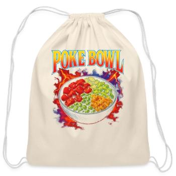 Poke Bowl Favorite Food Funny Weird 90s Poke Bowl - Cotton Drawstring Bag - natural - Front