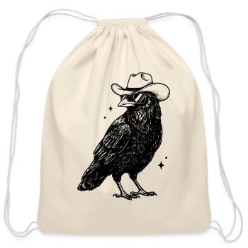 Cowboy Raven - Cotton Drawstring Bag - natural - Front