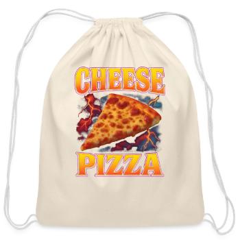 Cheese Pizza Favorite Food Weird 90s Cheese Pizza - Cotton Drawstring Bag - natural - Front