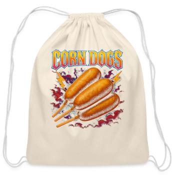 Corn Dogs Favorite Food Funny Weird 90s Corn Dogs - Cotton Drawstring Bag - natural - Front