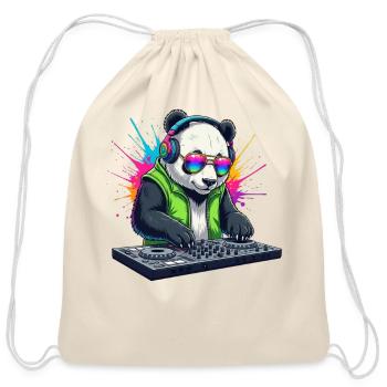 Neon Panda DJ Splash - Cotton Drawstring Bag - natural - Front
