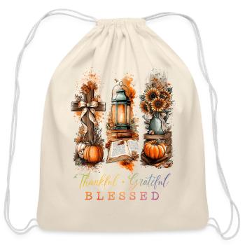 Autumn Gratitude Lanterns - Cotton Drawstring Bag - natural - Front