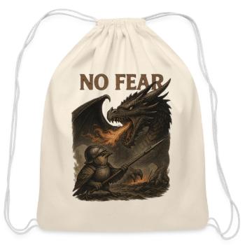 No Fear – Brave Bird vs Dragon Fantasy Art - Cotton Drawstring Bag - natural - Front
