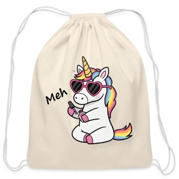 Pastel Unicorn Glam Meh - Cotton Drawstring Bag - natural - Front