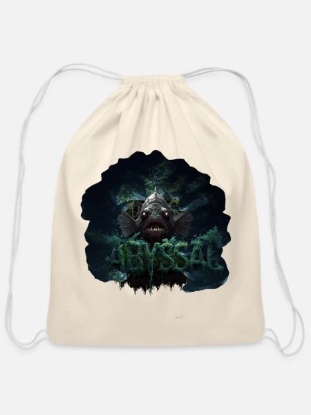 Abyssal Moss Maw - Cotton Drawstring Bag - natural