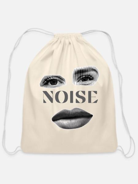 Noir Noise Portrait Collage - Cotton Drawstring Bag - natural