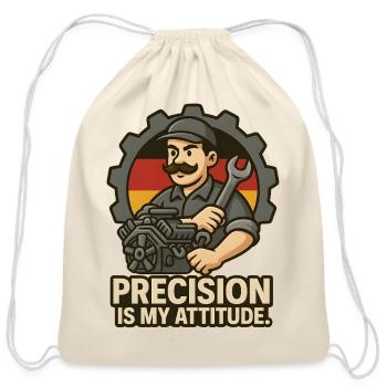 Precision Is My Attitude Mechanic Tee - Cotton Drawstring Bag - natural - Front