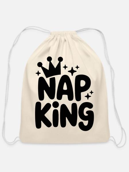 Nap King Crown Tee - Cotton Drawstring Bag - natural