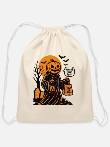 Halloween Lantern Pumpkin Figure - Cotton Drawstring Bag - natural