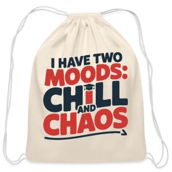 Two Modes: Chill and Chaos - Cotton Drawstring Bag - natural - Front