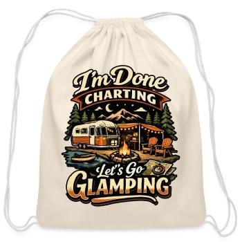 Done Charting Lets Go Glamping - Cotton Drawstring Bag - natural - Front