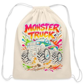 Monster Truck Neon Splash - Cotton Drawstring Bag - natural - Front