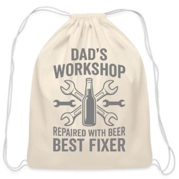 DADS WORKSHOP REPAIRED WITH BEER BEST FIXER Pro - Cotton Drawstring Bag - natural - Front