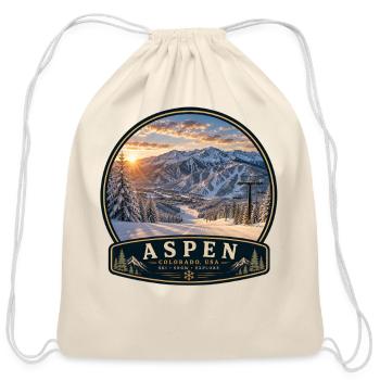 Colorado Aspen Ski Resort Ski Holiday Snowboard  - Cotton Drawstring Bag - natural - Front
