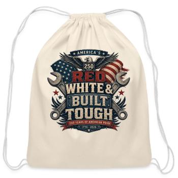 Red White & Built Tough Patriot - Cotton Drawstring Bag - natural - Front
