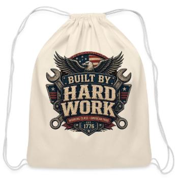 Built by Hard Work Emblem - Cotton Drawstring Bag - natural - Front