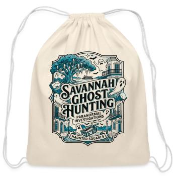 Savannah Georgia Paranormal Ghost Hunting Squares - Cotton Drawstring Bag - natural - Front