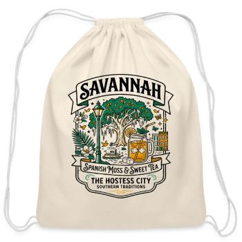 Savannah Georgia Paranormal Ghost Hunting Squares - Cotton Drawstring Bag - natural - Front