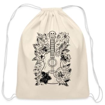 Ukulele Drawing - Cotton Drawstring Bag - natural - Front
