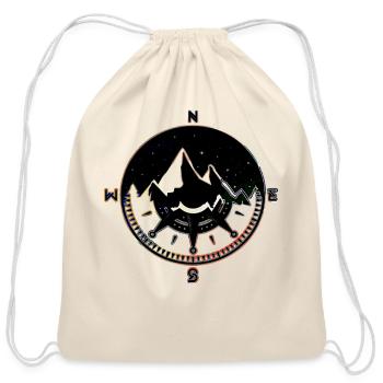 Aurora Mountain Night Compass - Cotton Drawstring Bag - natural - Front
