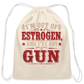 Out of Estrogen, Gun Tee - Cotton Drawstring Bag - natural - Front