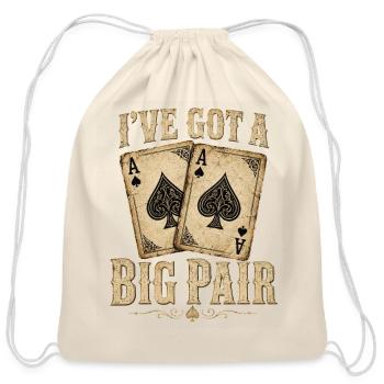 Big Pair Poker Ace Cards - Cotton Drawstring Bag - natural - Front