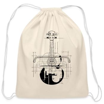 Ukulele One Line Drawing - Cotton Drawstring Bag - natural - Front