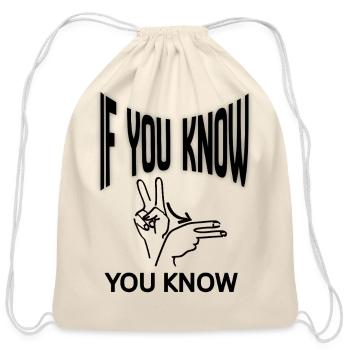 Peace Sign Hand Silhouette - Cotton Drawstring Bag - natural - Front