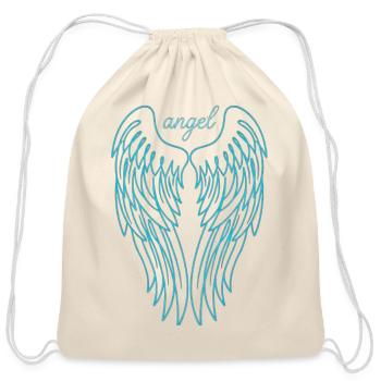 Neon Angel Wings Line Art - Cotton Drawstring Bag - natural - Front