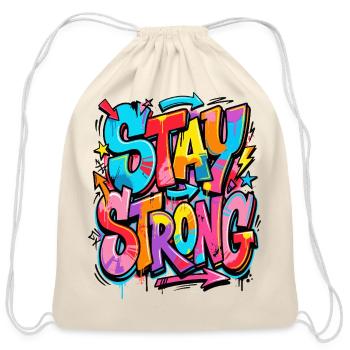 Stay Strong Graffiti Burst - Cotton Drawstring Bag - natural - Front