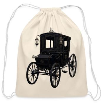 Antique Black Carriage Silhouette - Cotton Drawstring Bag - natural - Front