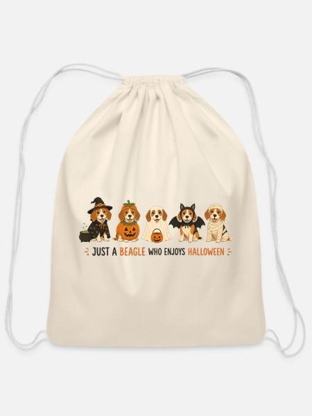 Halloween Beagle Crew - Cotton Drawstring Bag - natural