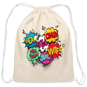 Vibrant Comic Speech Bubble Design - Cotton Drawstring Bag - natural - Front