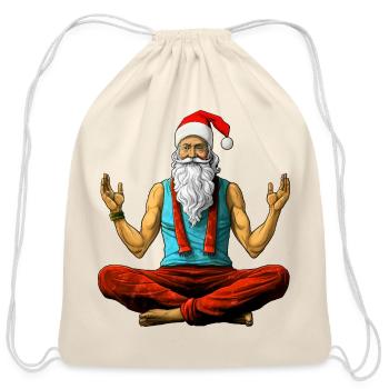 Christmas Yogi - Cotton Drawstring Bag - natural - Front