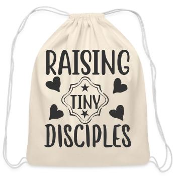 Raising Tiny Disciples - Cotton Drawstring Bag - natural - Front