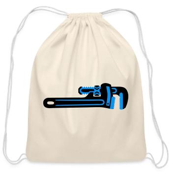 Pipe Wrench Plumber Tool - Cotton Drawstring Bag - natural - Front
