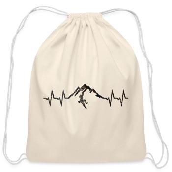 Runner On Mountain Heartbeat - Cotton Drawstring Bag - natural - Front