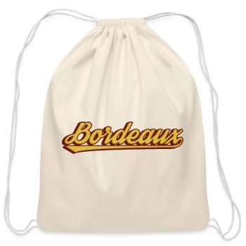 Bordeaux Retro Script Emblem - Cotton Drawstring Bag - natural - Front
