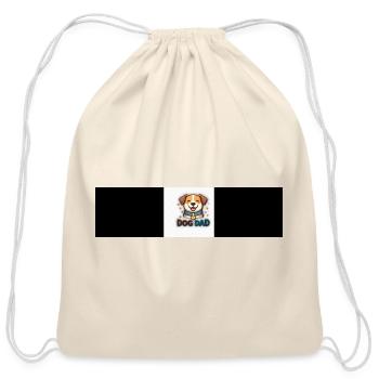 Dog Dad Emblem Collar Joy - Cotton Drawstring Bag - natural - Front