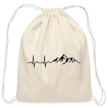 Heartbeat of the Mountains - Cotton Drawstring Bag - natural - Front