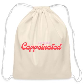 Caffeinated  - Cotton Drawstring Bag - natural - Front