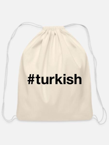 TURKEY Hashtag turkish - Cotton Drawstring Bag - natural