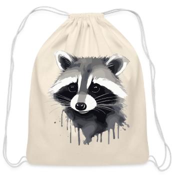Raccoon watercolor 🖌️ 🎨  - Cotton Drawstring Bag - natural - Front