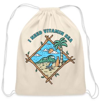 Summer Vibes - Cotton Drawstring Bag - natural - Front